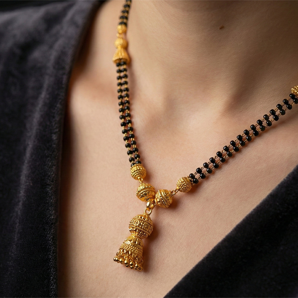 Gold Plated Mangalsutra Elegant Daily Wear Necklace – 18 Inch